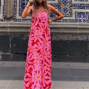 Pink maxi floral dress